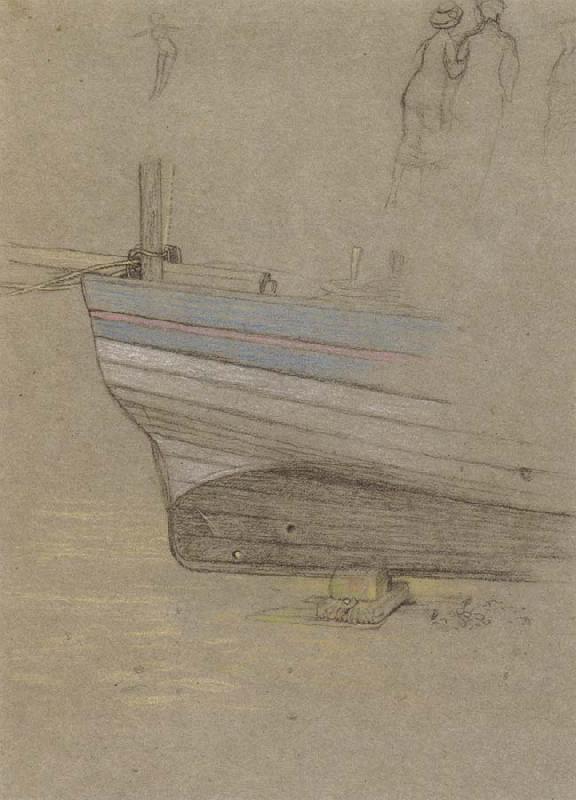 Joseph E.Southall Study of the Stern of a Fishing Boat oil painting image